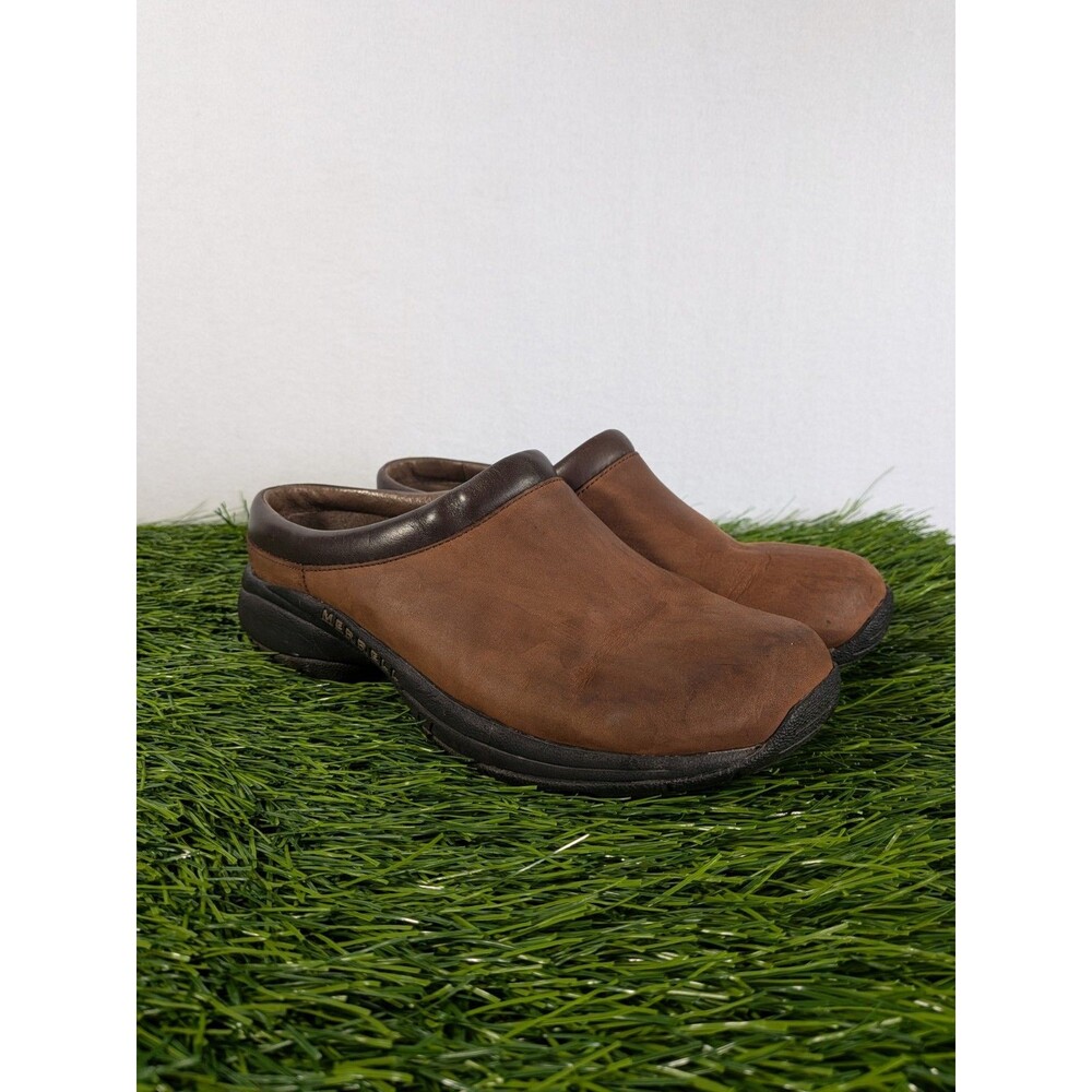 Merrell Jungle Primo Clogs Women's 8.5 Dark Brown Leather Slip On Shoes